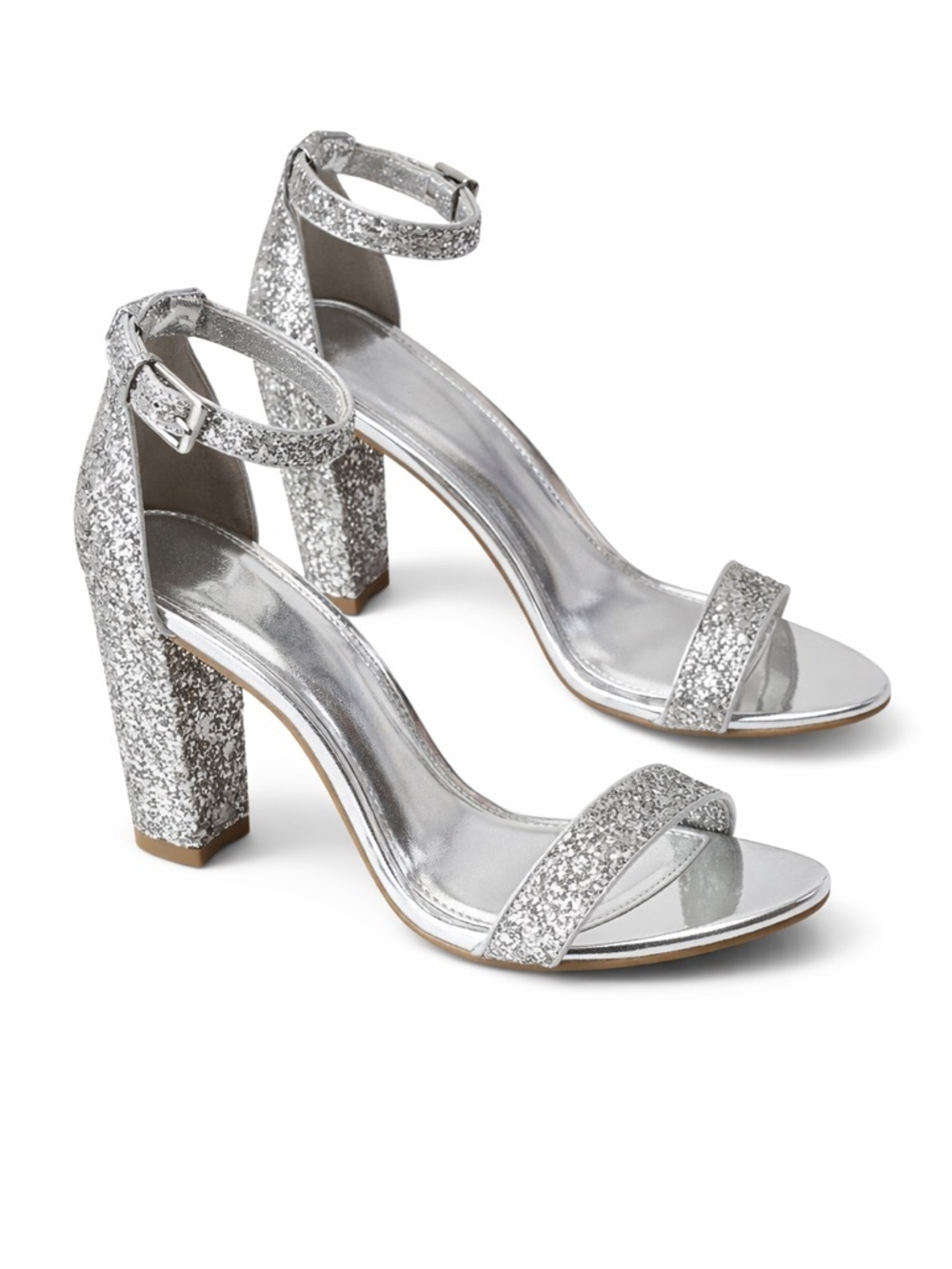 Sheeland Silver GlitterMetallic  Heels size 9